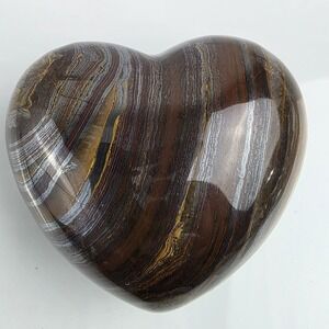 45mm Tiger Eye Heart Stone‎ Decor Art Balance Confidence Grounding Gift